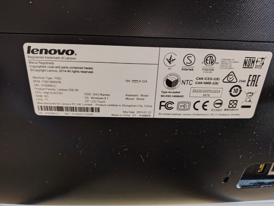 Komputer Lenovo AIO cena za sztukę ekran dotyk