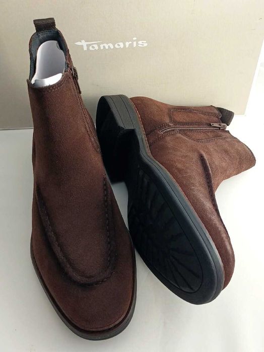 Botki sztyblety z naturalnej skóry Tamaris 41 brązowe czekoladowe