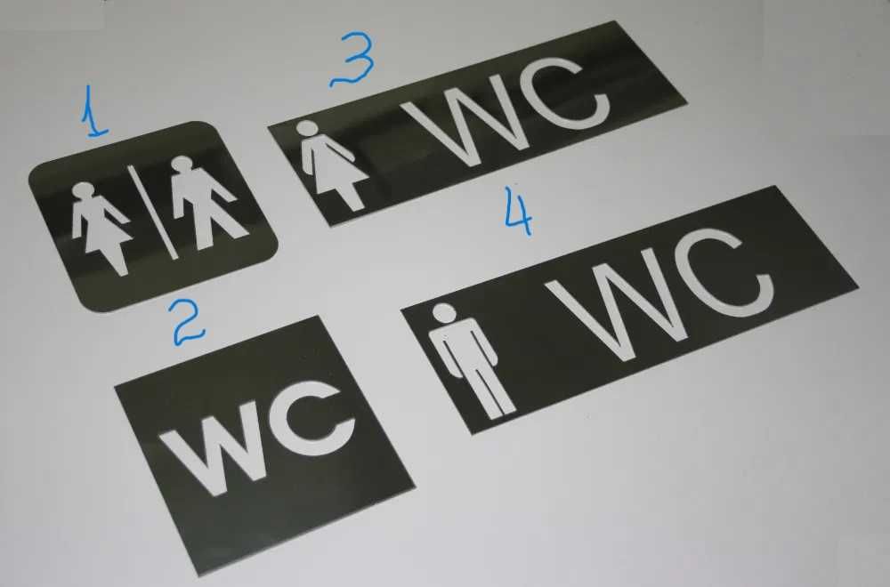 Табличка на двері туалету вбиральні WC - метал нержавійка