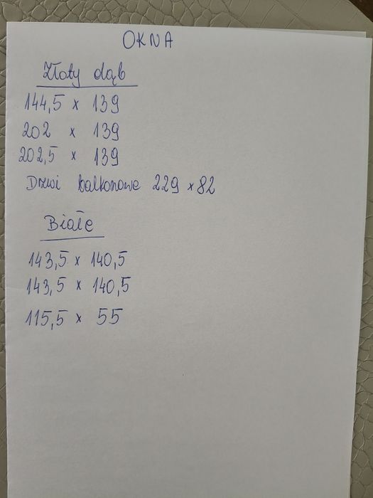 Okna złoty dąb białe drzwi balkonowe