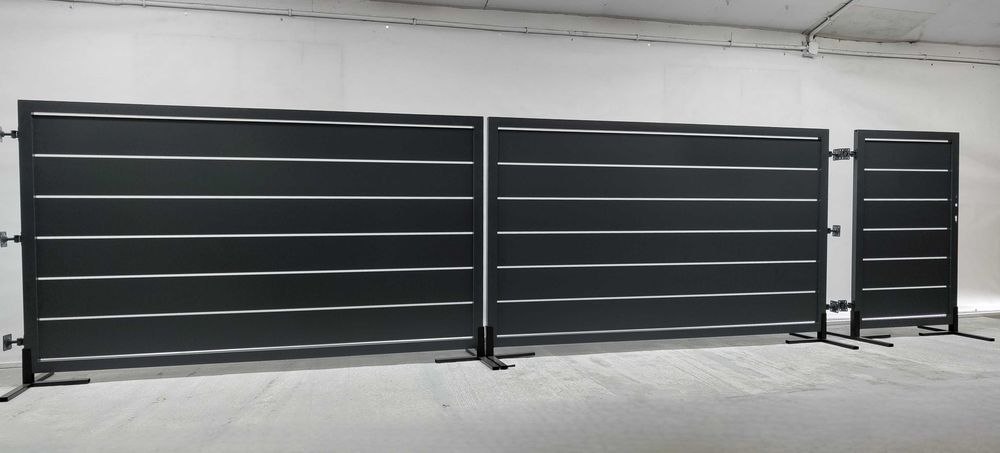 Brama dwuskrzydłowa 5m + furtka 1m - ALUMINIOWA