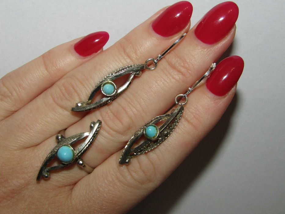 Винтажные серебряные комплекты с янтарем ,бирюзой