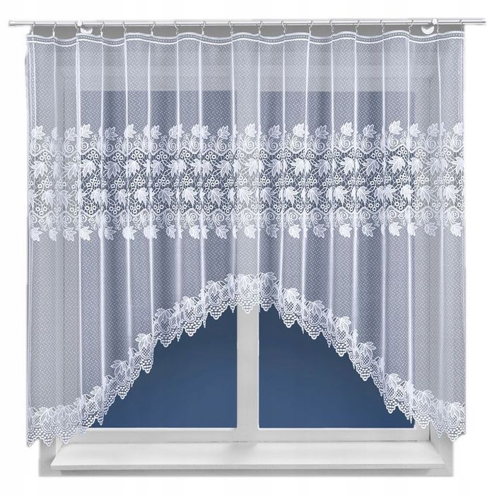 Firana gotowa 160x310 cm biała z żakardu elżbieta do pokoju kuchni