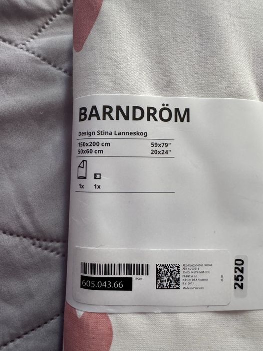 Pościel pojedyncza nowa ikea barndrom 150/200