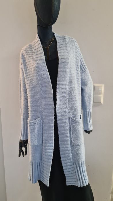 Długi sweter Kardigan. Reserved. Baby blue Błękitny. Rozmiar M - XL
