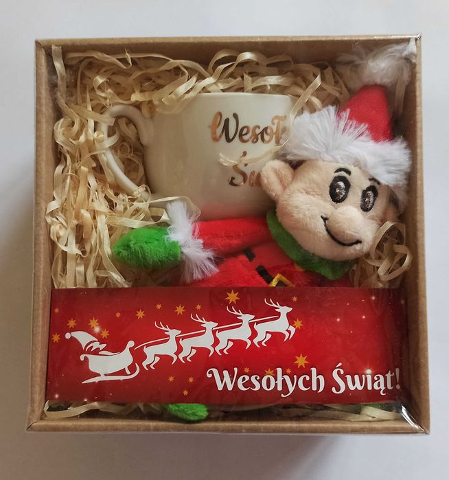 Zestaw upominek święta filiżanka maskotka Elf