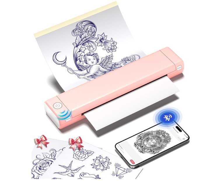 Impressora Térmica de Tatuagem sem fio A4 - Várias Cores