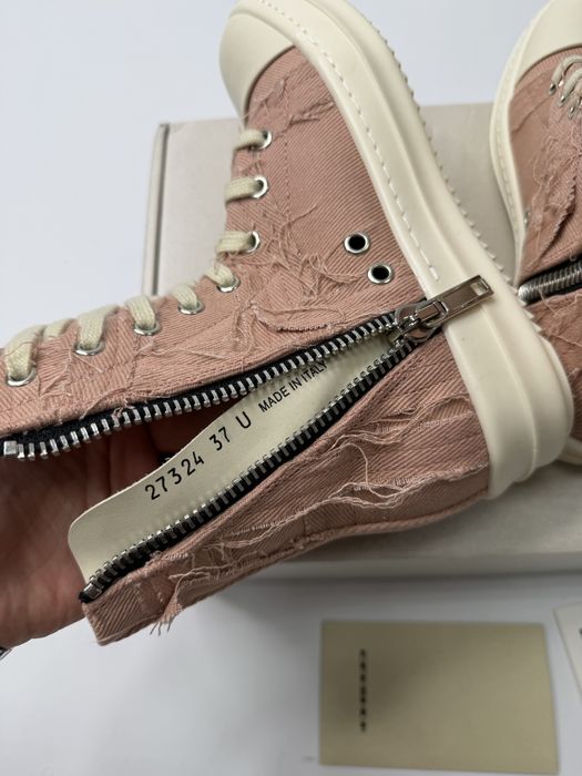Нові Кеди Rick Owens Distressed High Ramones Slashed Pink-White/size 37 /Преміум якість!