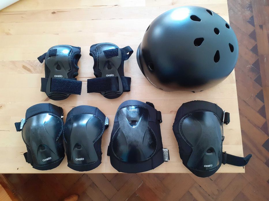 Patins em linha para criança + joelheiras + cotoveleiras + capacete