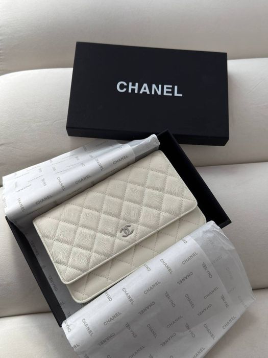 Сумка Chanel Woc біла | срібна фурнітура