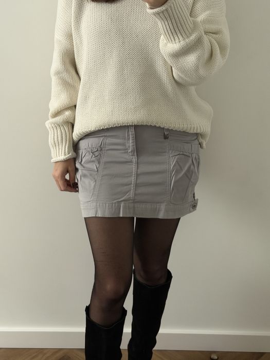 Vertus szara mini spódniczka L bawełna z kieszeniami