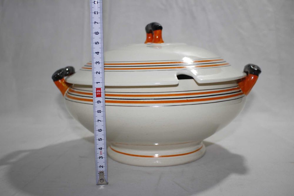 Terrina / Sopeira - Loiça Sacavem - Laranja preto - Design modernista