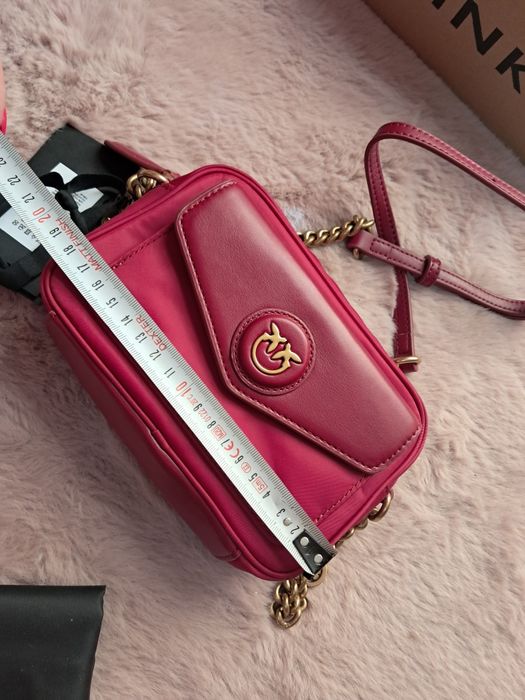 Pinko torebka z NFC Gate Camera Case czerwona listonoszka złoty łańcus
