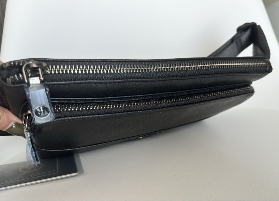 HT Leather бананка шкіряна Кожаная поясная сумка Слинг Мужская сумка