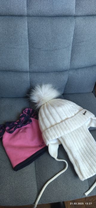 Зимова шапка комплект 3-6л зимняя шапка и хомут+деми шапочка в подарок