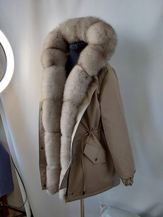 Жіноча парка, куртка з фінським песцем під соболь, розміри 42-60
