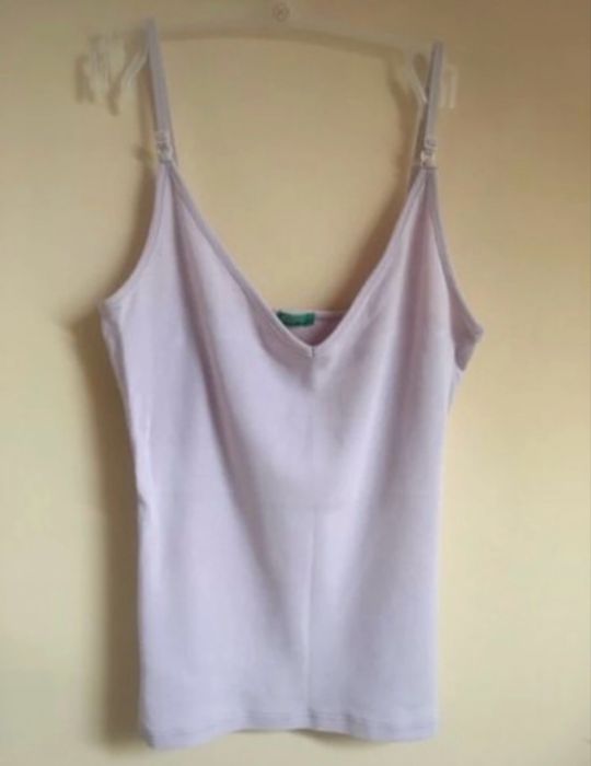 Benetton liliowy top na ramiączkach r.36