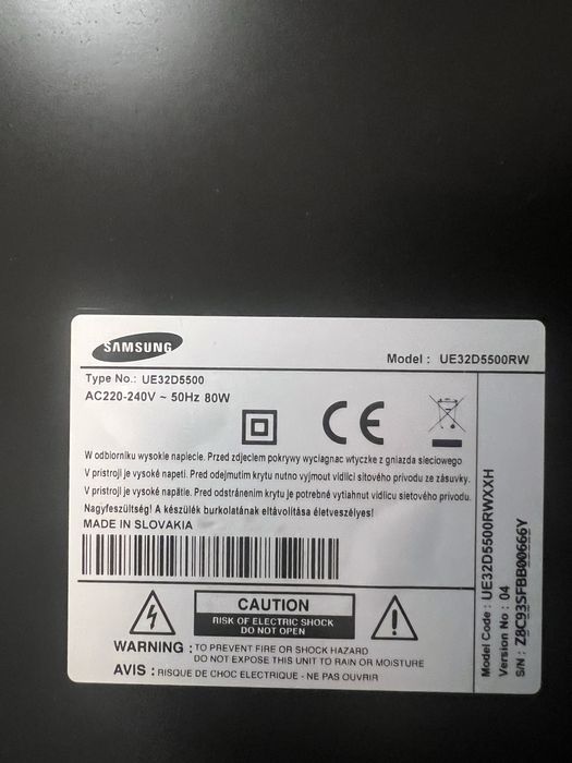 Samsung UE32D5500 plus wieszak do powieszenia