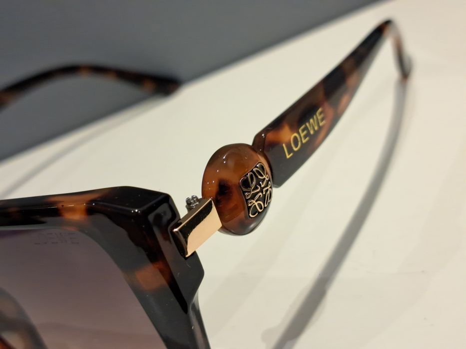 LOEWE panterkowe duże nowe okulary przeciwsłoneczne złote logo