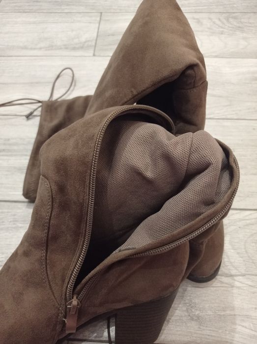 Жіночі довгі чоботи,замшеві ботфорди, кориневі, 39 р.