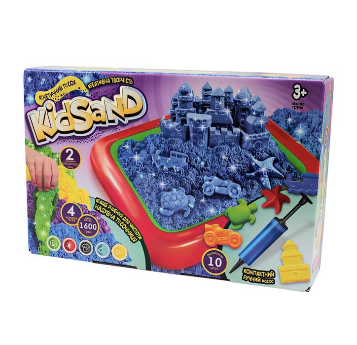 Надувна пісочниця з кінетичним піском та формочками в наборі