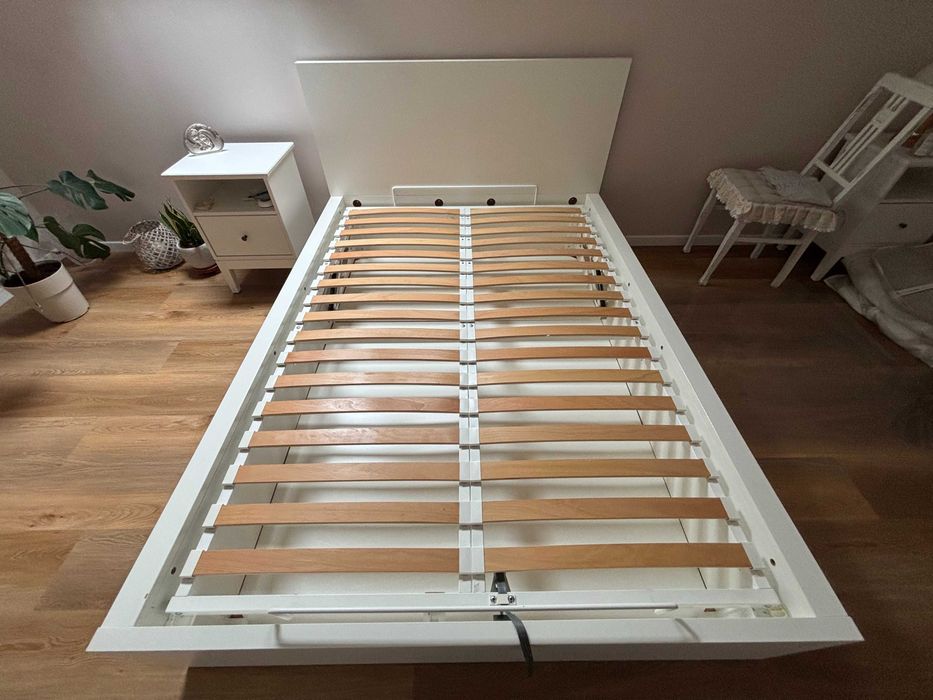 Łóżko_Stelaż_IKEA MALM 140×200 cm z pojemnikiem – biały – Stan Bardzo Dobry!