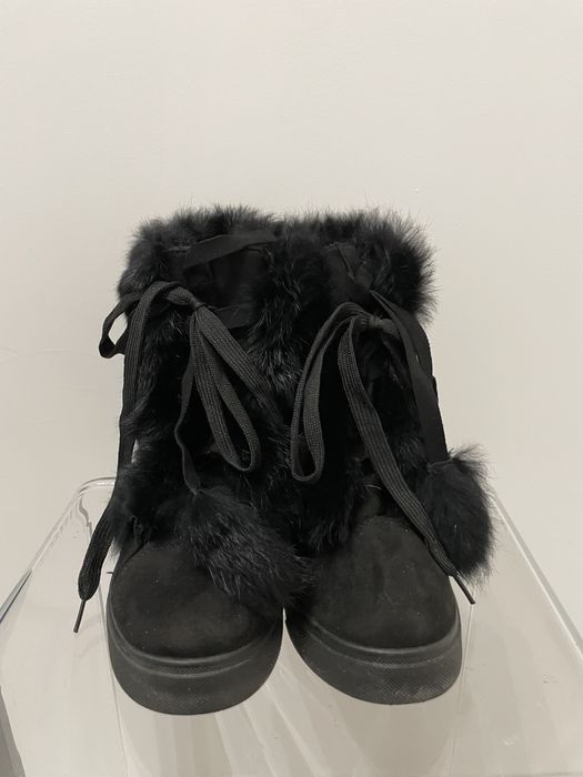 Botki sneakersy zimowe 39 czarne zamsz