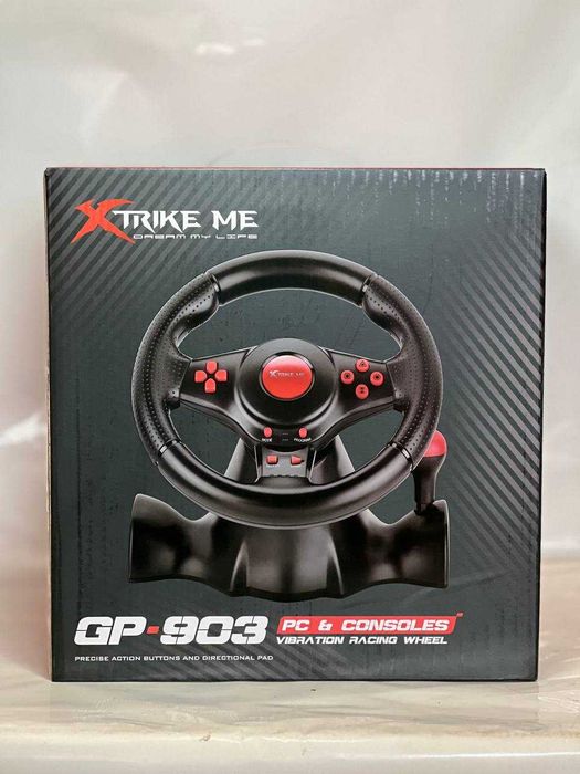 Ігрове кермо з педалями  XTRIKE ME GP-903 Game Racing Wheel 180°
