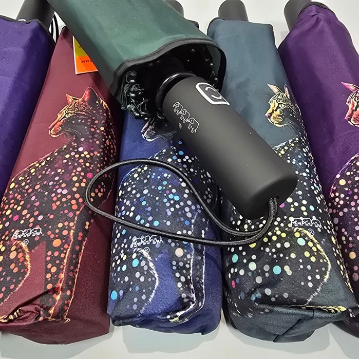 Зонт Парасолька автомат на 14 спиц 3-тройна принт Кошка "Три слона"