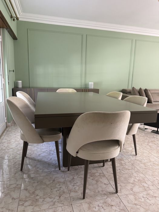 Mesa de Jantar Extensível LASKASAS com 6 Cadeiras