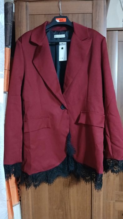 Marynarka bordo z koronką nowa wloska