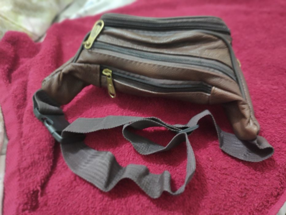 moda masculina bolsa de cintura genuína, bolsa de ombro de grande cap