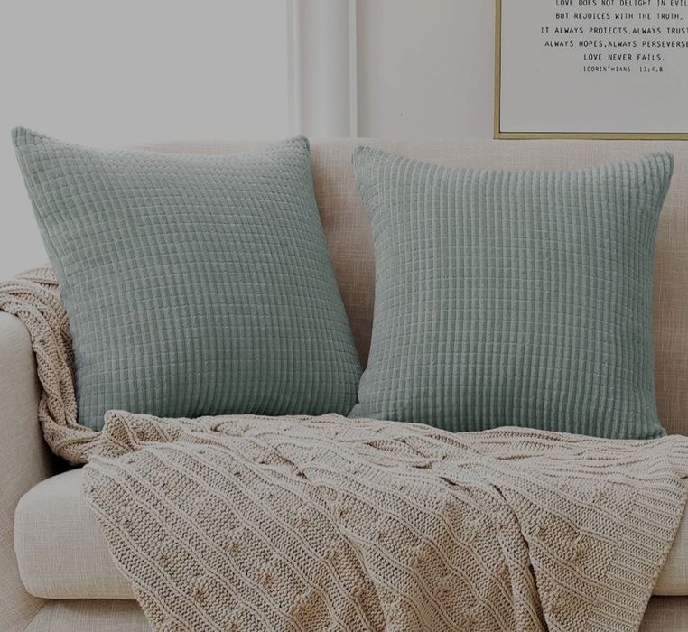 Deconovo Poszewka na poduszkę Sztruksowa 50x50 jasnozielony