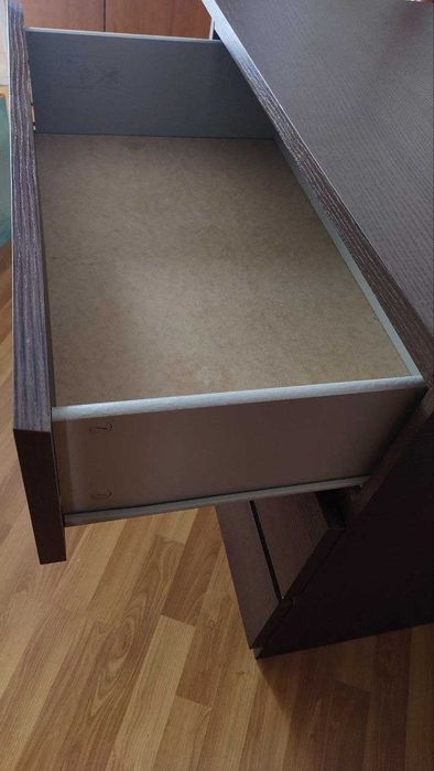 MALM / STORKLINTA - Cómoda c/3 gavetas, castanho escuro/efeito carvalho, 80x77x48 cm