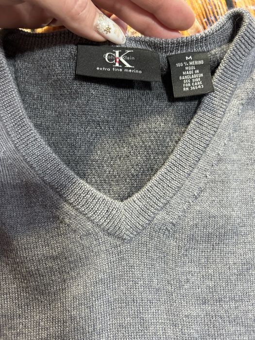Чоловічий светр Calvin Klein, полувер, шерсть 100%, бавовна 100%
