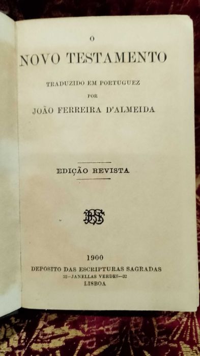 Novo Testamento 1900 João Ferreira D´Almeida