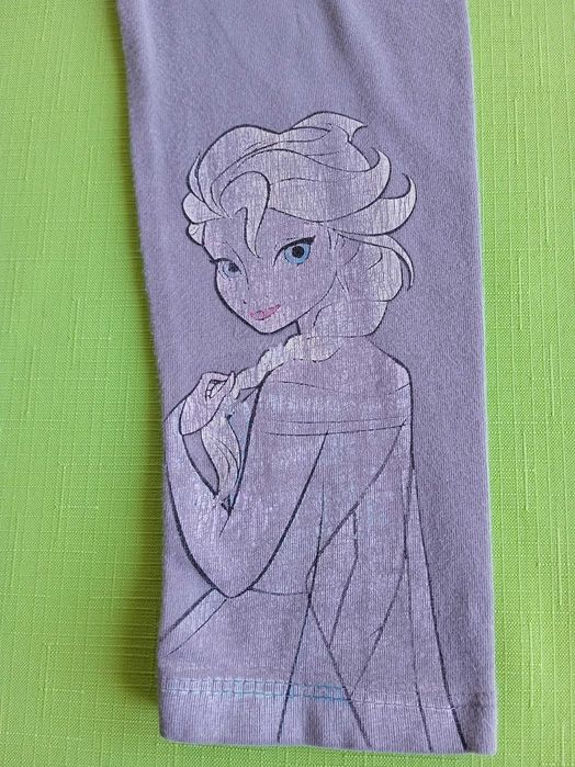Legginsy - dla dziewczynki - szare z Elsą - roz. 110/116 -