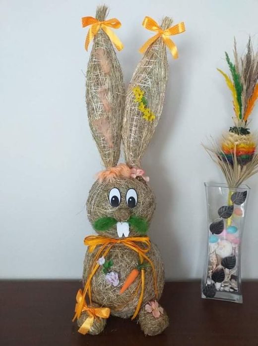 Zając z siana ozdoby wielkanocne
