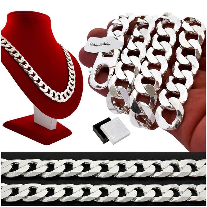 Potężny Srebrny Łańcuszek Męski Pancerka 60cm/15mm 152 Gram 925 + Grat