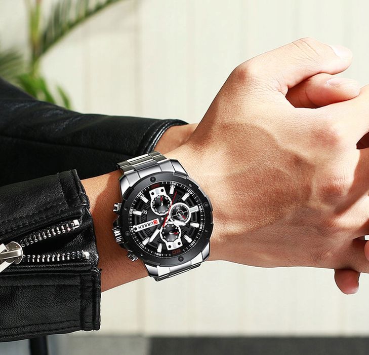 Curren Elegancki Zegarek Męski Chronograf Datownik