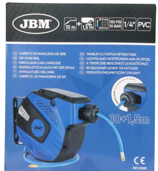 ENROLADOR DE MANGUEIRA DE AR DE 10+1,5M - AZUL- REF: 53881