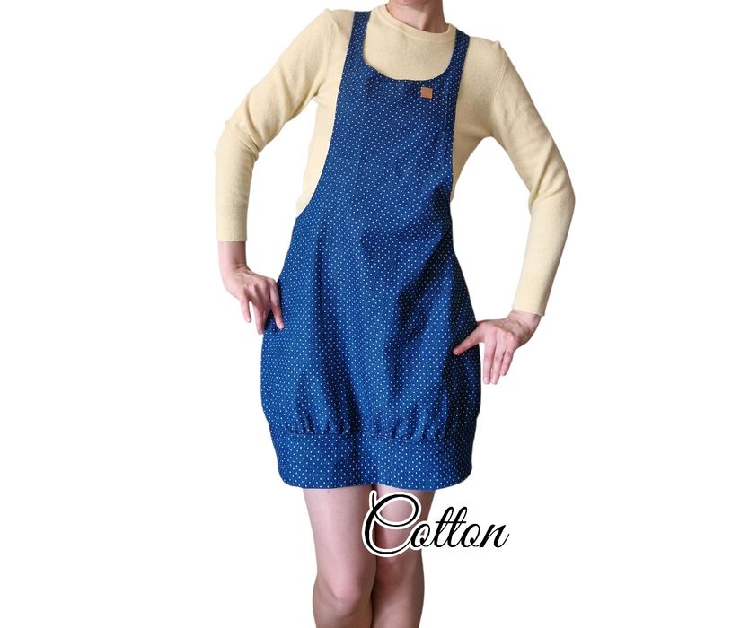 Handmade sukienka ogrodniczka  w kropki S M