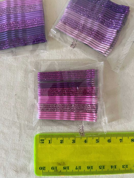 Ganchos de cabelo com brilhantes, tons de roxo – 3 pacotes