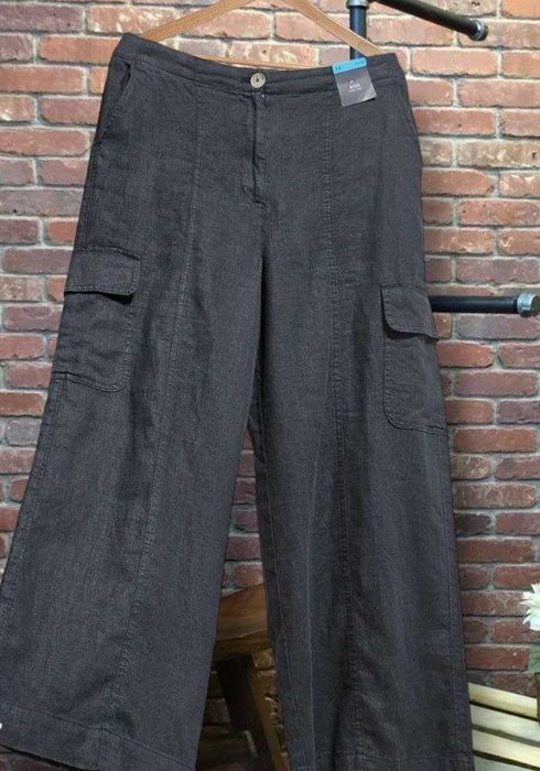 Широкие льняные карго-брюки в цвете графит Marks&Spencer, р. L/XL
