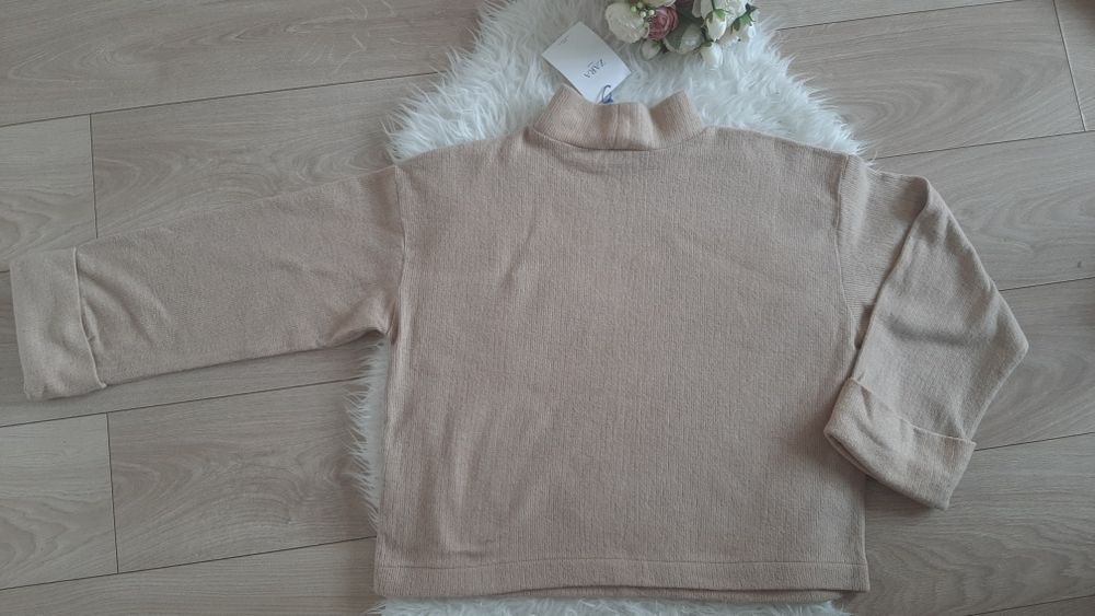 Sweter Zara bezowy carmel polgolf oversize M 38