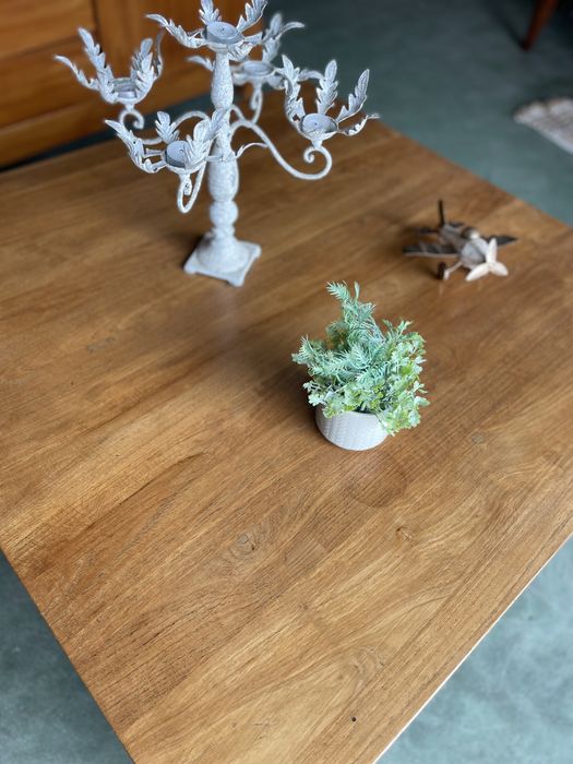 Tekowy DUŻY  Stolik ława 110 kwadrat drewniany kolonialny prosty