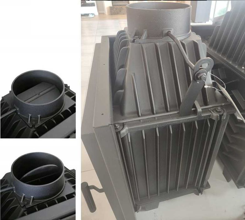 Kominek z boczną szybą kamiennym blatem montażem Kraków Katowice Gdów