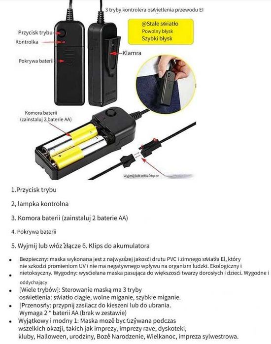 Krawat świecący LED Zielony