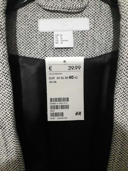 Blazer com manga enrugada H&M T: 40 (pequeno) Novo com etiqueta
