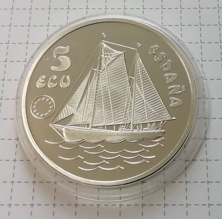 Іспанія 5 екю 1993р. Дон Хуан де Бурбон. СРІБЛО. ПРУФ.